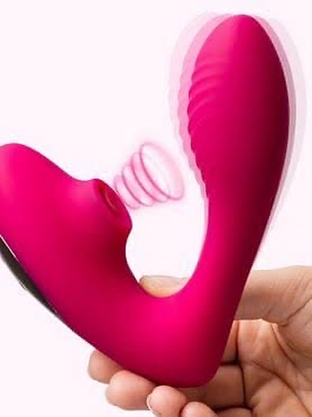 Pink suction and vibration toy